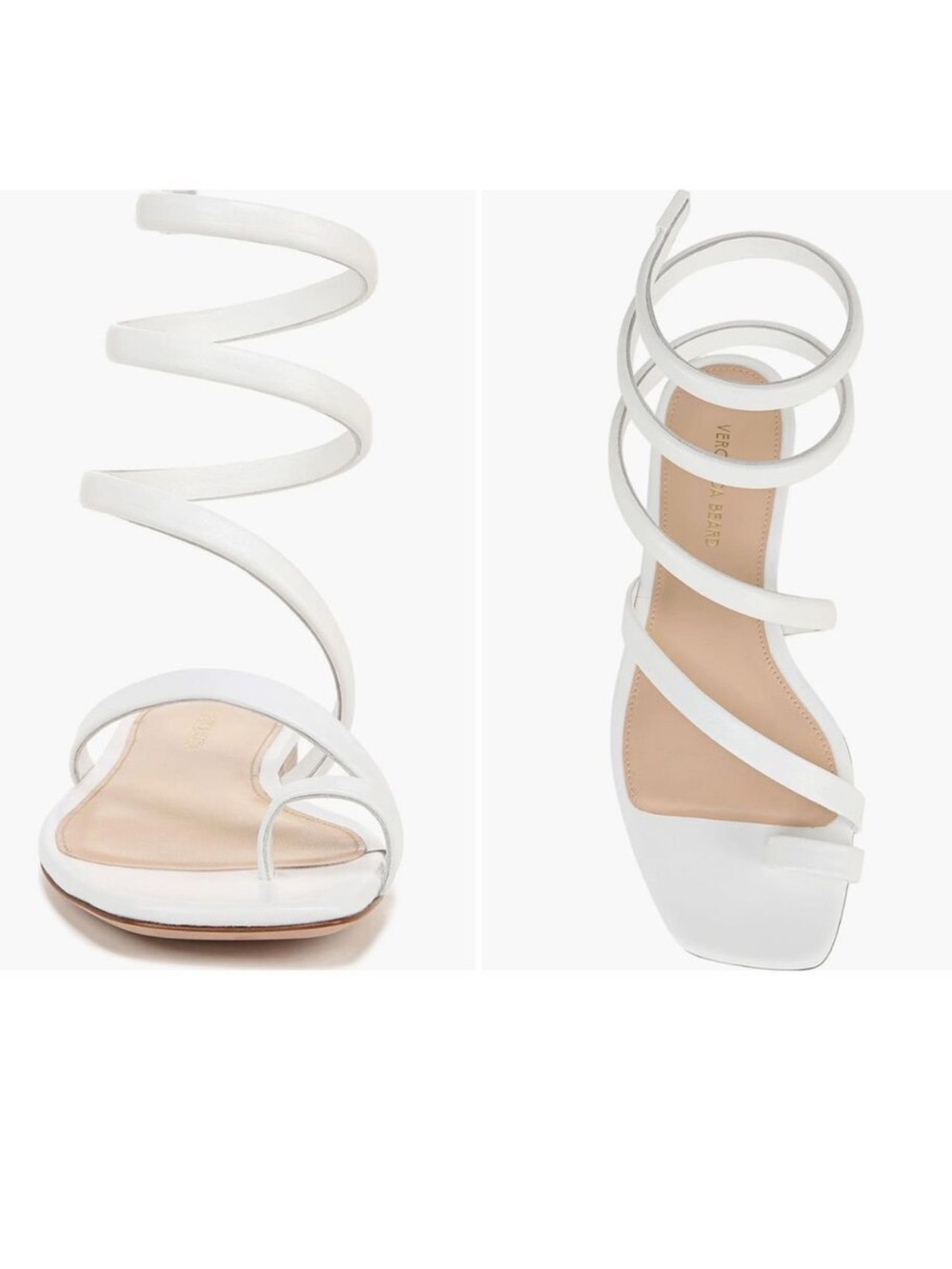 Veronica Beard Allura White Leather Ankle Wrap Sandals Size 8 NWOB